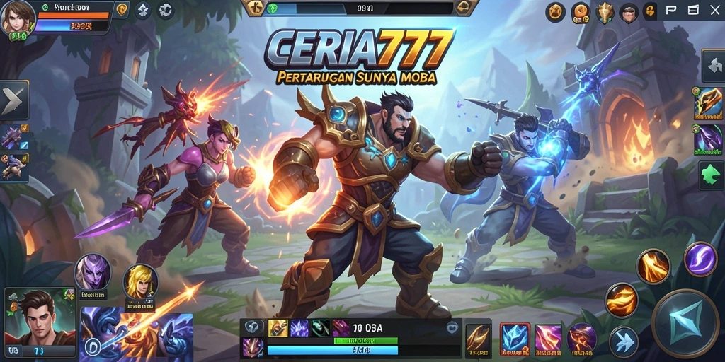 Tampilan aksi seru dalam pertarungan MOBA.