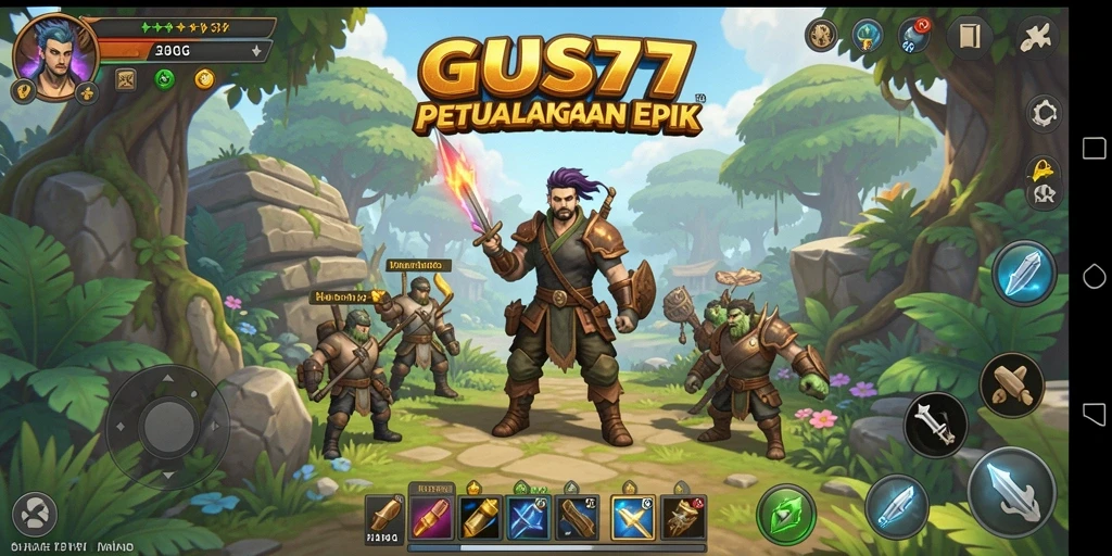 Screenshot utama GUS77 menampilkan aksi pertempuran yang mendebarkan dalam RPG.