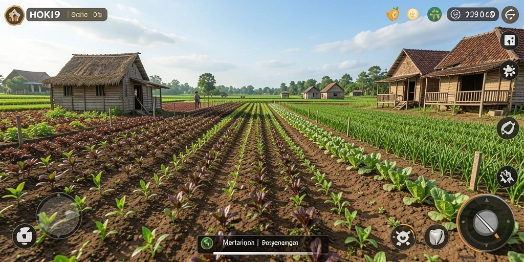 Gameplay HOKI9 dengan aktivitas bertani yang seru dan interaksi sosial.
