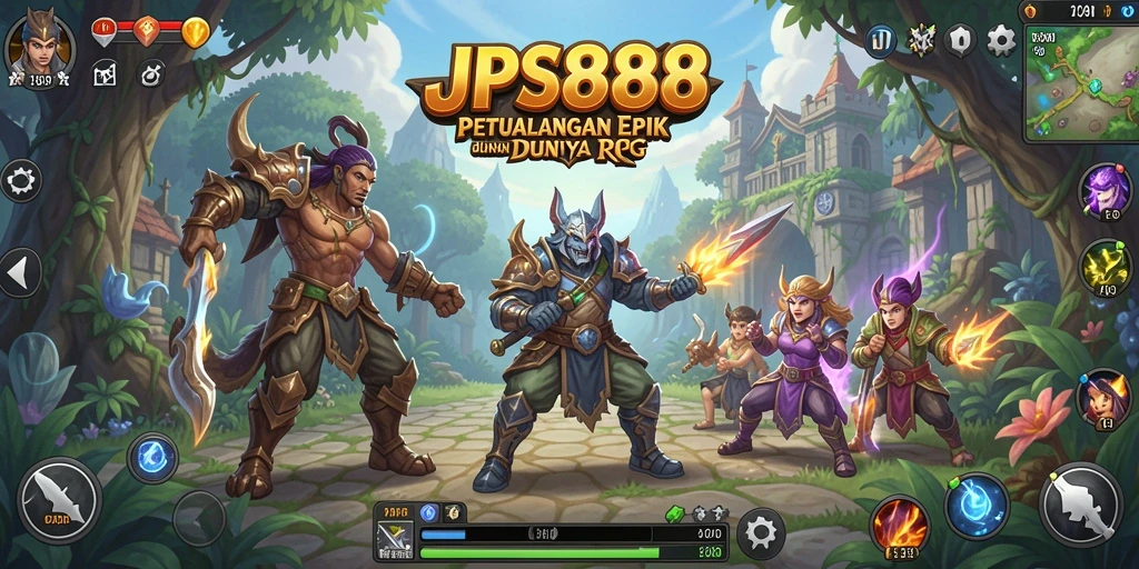Screenshot JPS888 menampilkan pertempuran seru dalam gameplay RPG.
