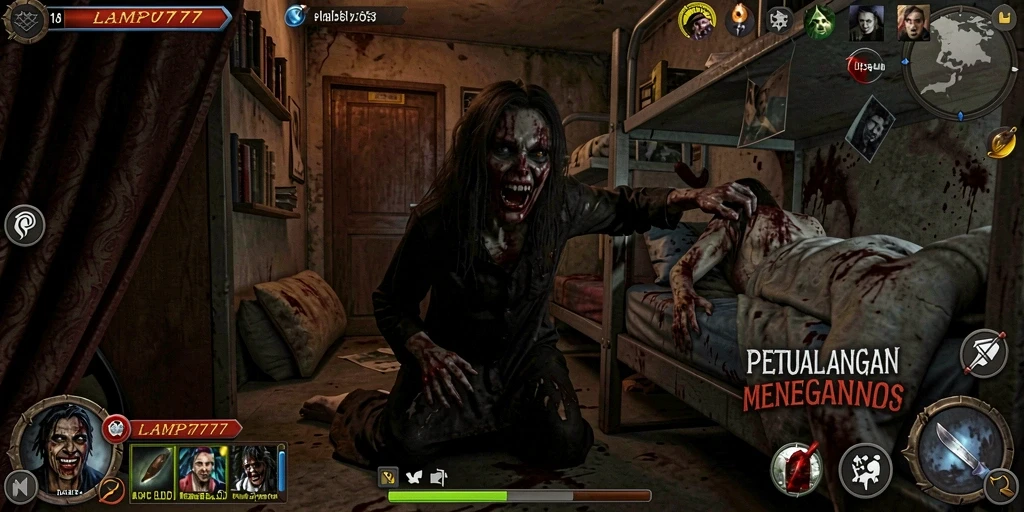 Gameplay menakutkan dalam LAMPU777 di dunia kegelapan.