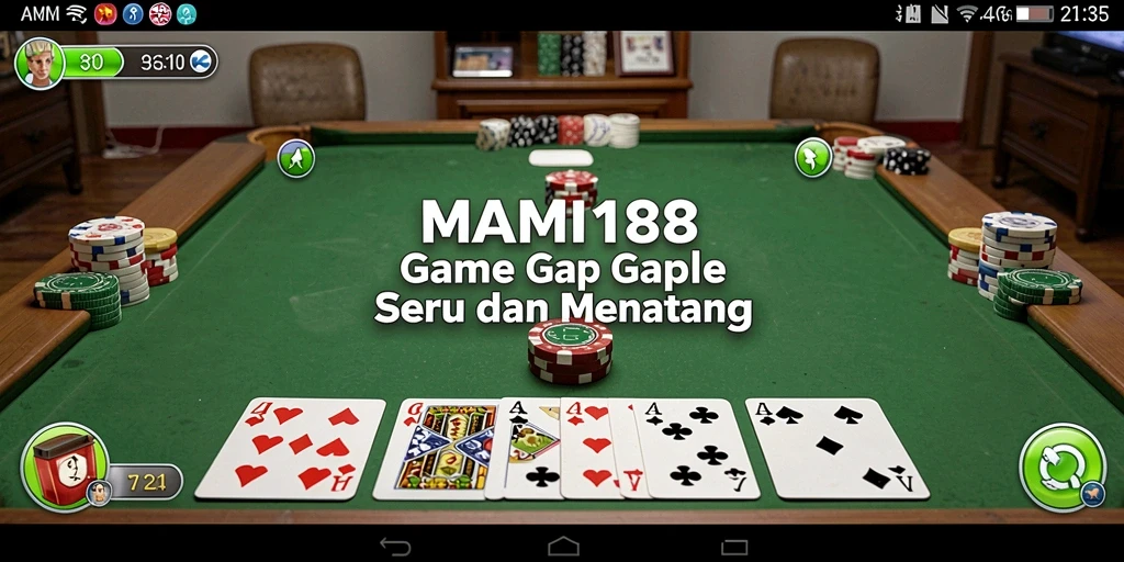 Tampilan berwarna-warni dan intuitif dari gameplay Gaple MAMI188.