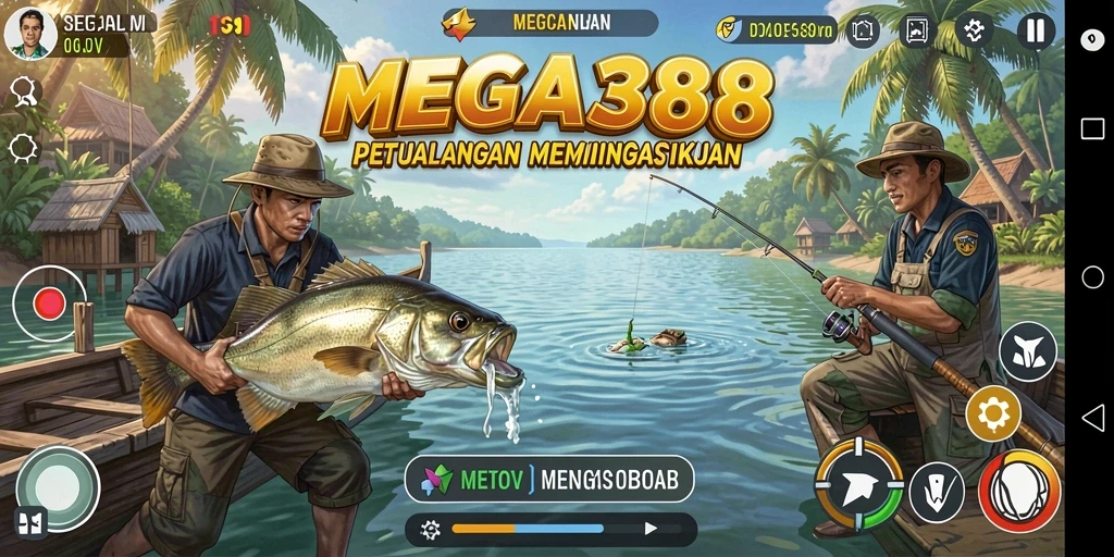 Tampak gameplay seru MEGA388 saat menangkap ikan besar.