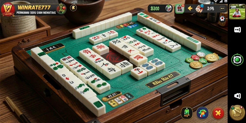 Tangkapan layar yang menampilkan gameplay Mahjong yang mendebarkan di WINRATE777.